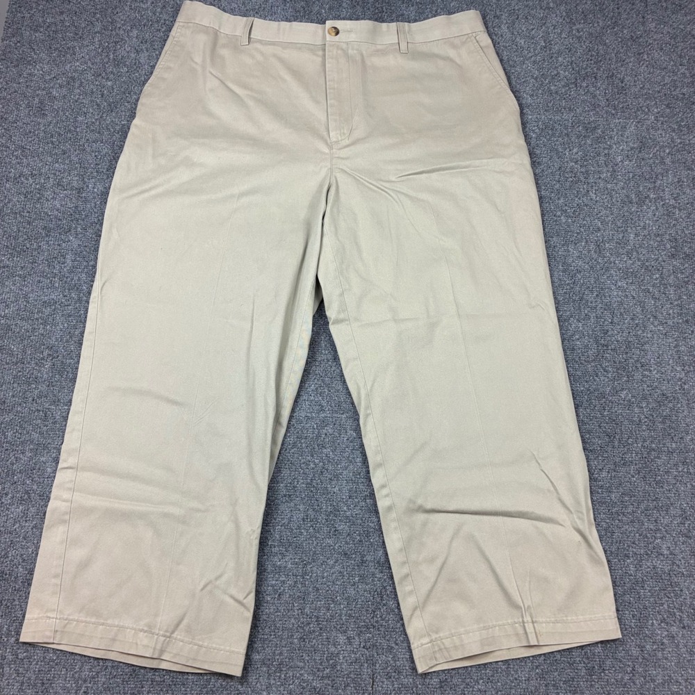 Croft & Barrow Mens Khaki Chino Pants 44x30 Tan Straight Leg Flat Front Trousers